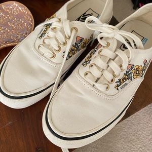 Vans with flower embroidery. Women’s size 8. Only work a few times.